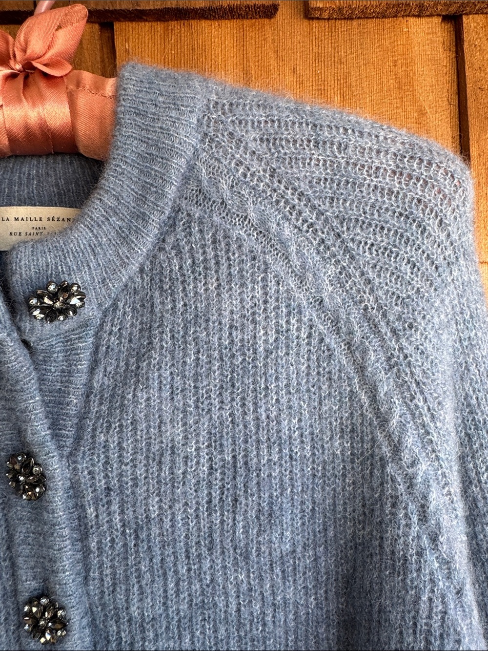 Sezane Light Blue Button-Up Knit Cardigan - Picture 3 of 8